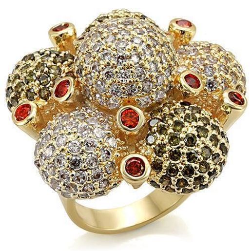 Picture of LO1600 - Brass Ring Imitation Gold Women AAA Grade CZ Garnet