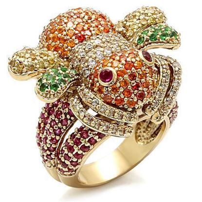 Picture of LO1603 - Brass Ring Imitation Gold Women Synthetic Ruby