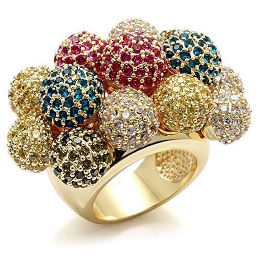 Picture of LO1604 - Brass Ring Imitation Gold Women AAA Grade CZ Multi Color