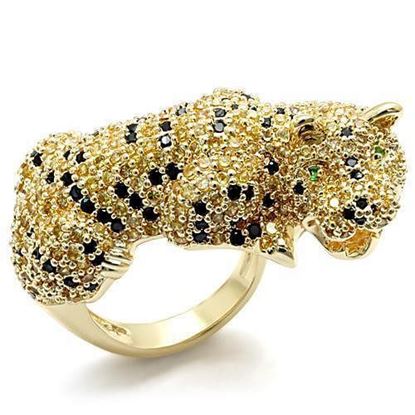 Picture of LO1606 - Brass Ring Imitation Gold Women Synthetic Emerald