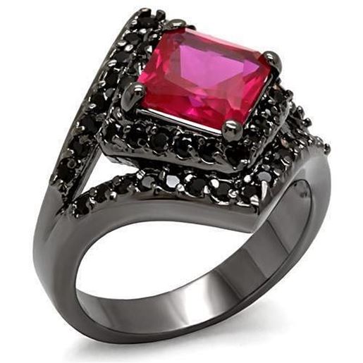 Picture of LO1621 - Brass Ring TIN Cobalt Black Women AAA Grade CZ Ruby