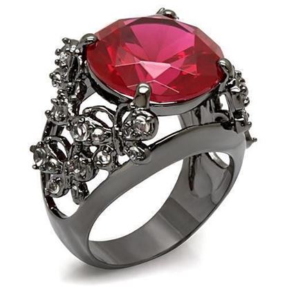 Picture of LO1633 - Brass Ring TIN Cobalt Black Women AAA Grade CZ Ruby