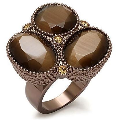 Picture of LO1640 - Brass Ring Chocolate Gold Women Top Grade Crystal Brown