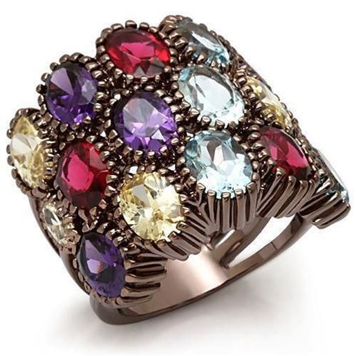 Picture of LO1647 - Brass Ring Chocolate Gold Women Synthetic Multi Color