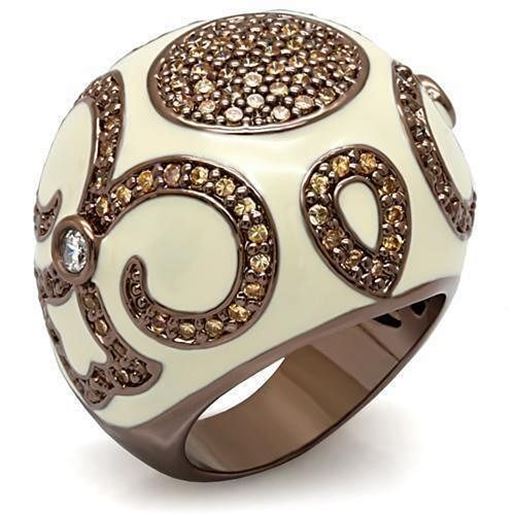 Picture of LO1656 - Brass Ring Chocolate Gold Women AAA Grade CZ Champagne