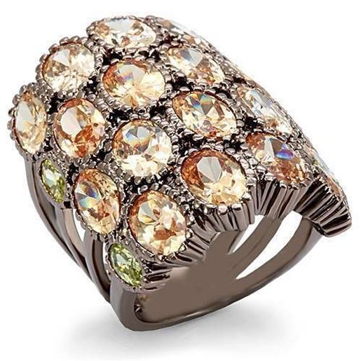 Picture of LO1696 - Brass Ring Chocolate Gold Women AAA Grade CZ Multi Color