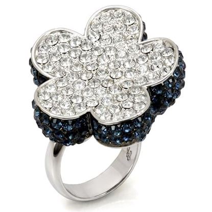 Picture of LO1745 - Brass Ring Rhodium + Ruthenium Women Top Grade Crystal Montana