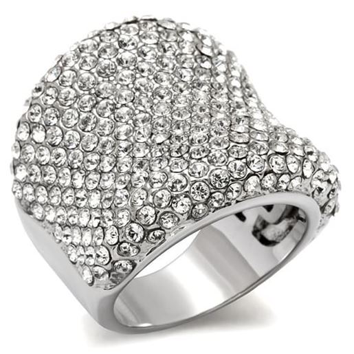 Picture of LO1765 - Brass Ring Rhodium Women Top Grade Crystal Clear