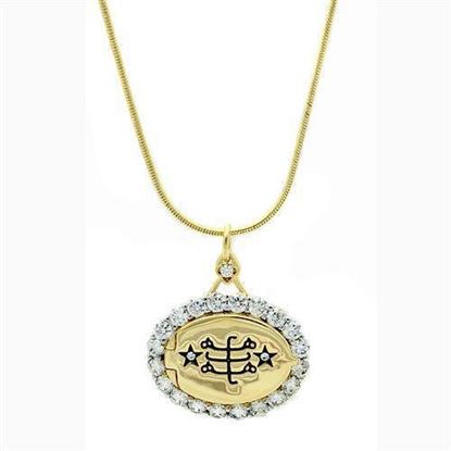 Picture of LO1943 - Brass Chain Pendant Gold+Rhodium Women AAA Grade CZ Clear