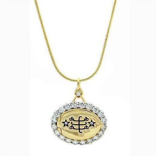 Picture of LO1943 - Brass Chain Pendant Gold+Rhodium Women AAA Grade CZ Clear