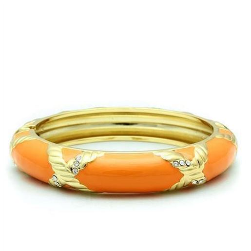 Picture of LO1956 - White Metal Bangle Gold Women Top Grade Crystal Clear