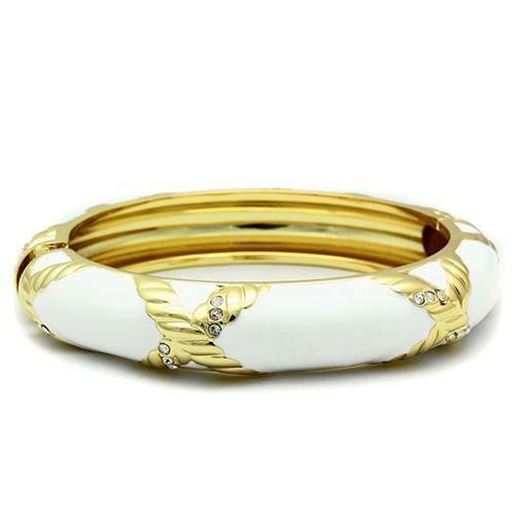 Picture of LO1958 - White Metal Bangle Gold Women Top Grade Crystal Clear