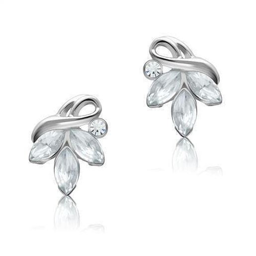 Picture of LO1966 - White Metal Earrings Rhodium Women Top Grade Crystal Clear