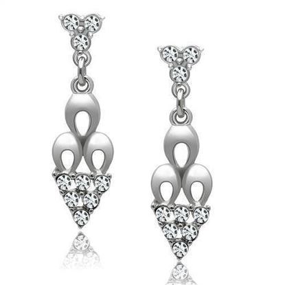 Picture of LO1969 - White Metal Earrings Rhodium Women Top Grade Crystal Clear