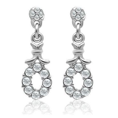 Picture of LO1974 - White Metal Earrings Rhodium Women Top Grade Crystal Clear