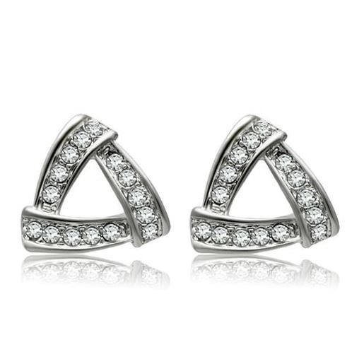 Picture of LO1975 - White Metal Earrings Rhodium Women Top Grade Crystal Clear