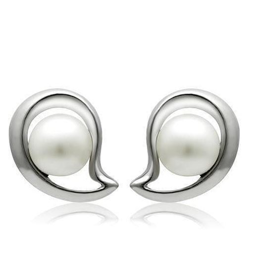 Picture of LO1976 - White Metal Earrings Rhodium Women Synthetic White