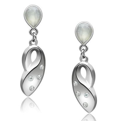 Picture of LO1978 - White Metal Earrings Rhodium Women Top Grade Crystal Clear