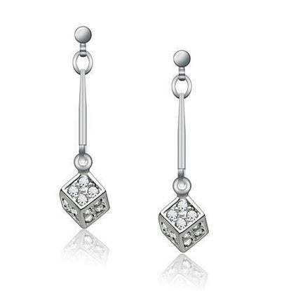 Picture of LO1981 - White Metal Earrings Rhodium Women Top Grade Crystal Clear