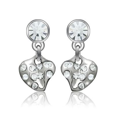 Picture of LO1982 - White Metal Earrings Rhodium Women Top Grade Crystal Clear