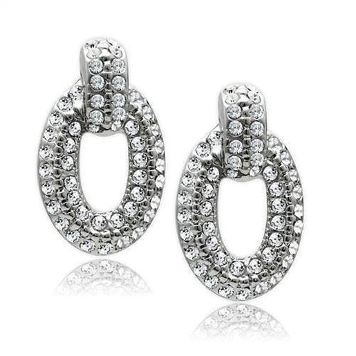 Picture of LO1986 - White Metal Earrings Rhodium Women Top Grade Crystal Clear