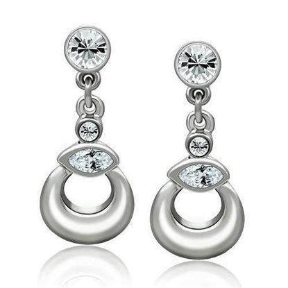 Picture of LO1989 - White Metal Earrings Rhodium Women Top Grade Crystal Clear