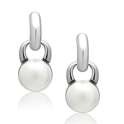 Picture of LO1998 - White Metal Earrings Rhodium Women Top Grade Crystal White