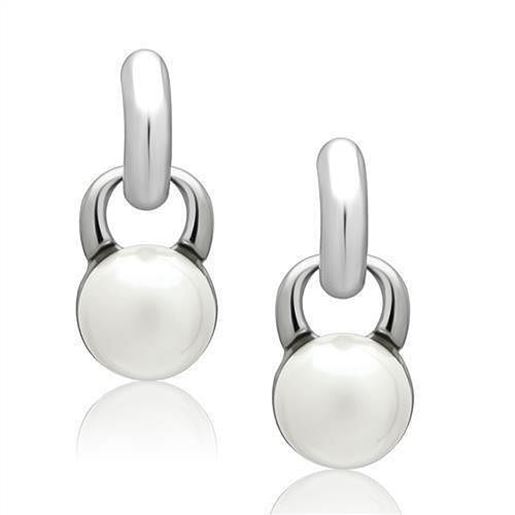 Picture of LO1998 - White Metal Earrings Rhodium Women Top Grade Crystal White