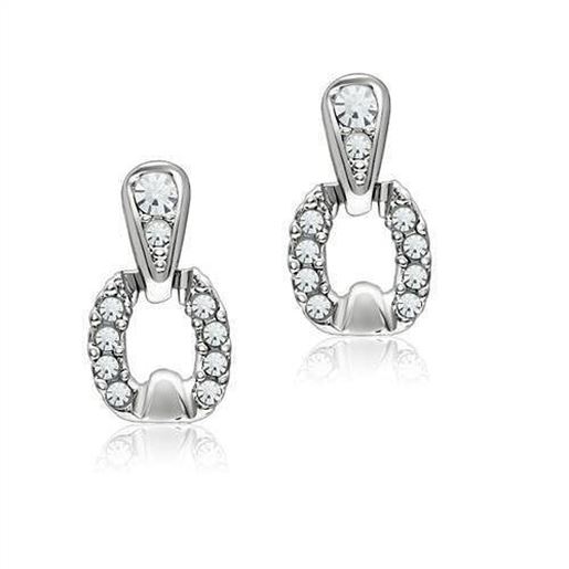 Picture of LO1999 - White Metal Earrings Rhodium Women Top Grade Crystal Clear