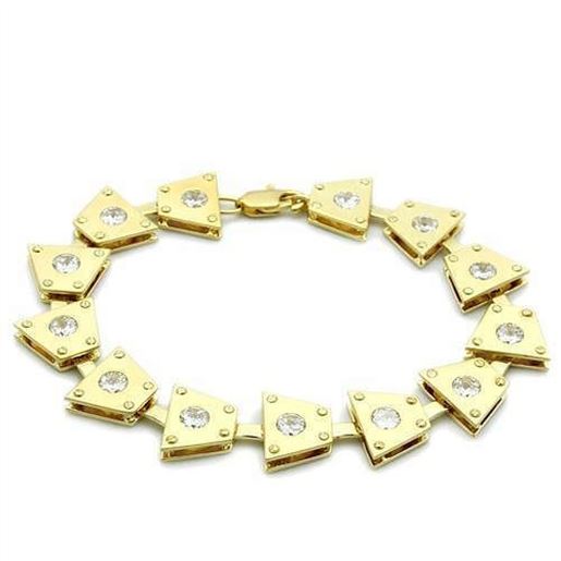 Picture of LO2002 - Brass Bracelet Matte Gold & Gold Women AAA Grade CZ Clear