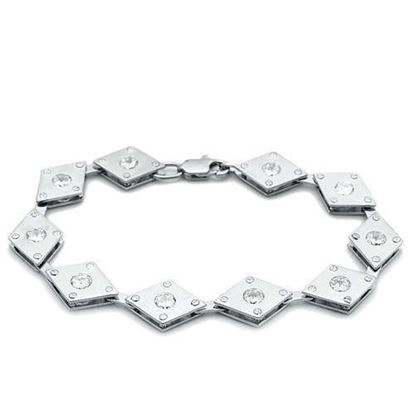 Picture of LO2006 - Brass Bracelet Matte Rhodium & Rhodium Women AAA Grade CZ Clear