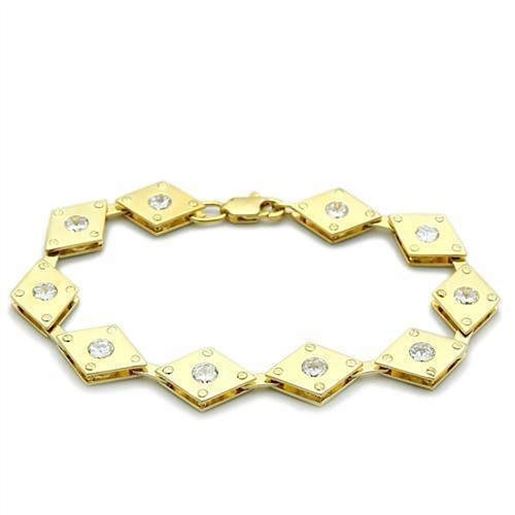 Picture of LO2007 - Brass Bracelet Matte Gold & Gold Women AAA Grade CZ Clear