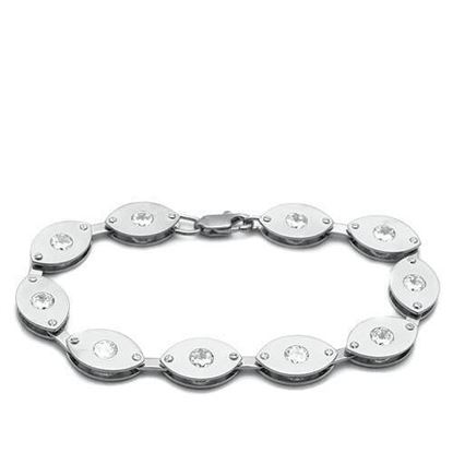 Picture of LO2011 - Brass Bracelet Matte Rhodium & Rhodium Women AAA Grade CZ Clear