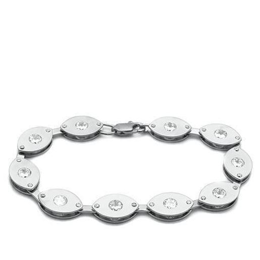 Picture of LO2011 - Brass Bracelet Matte Rhodium & Rhodium Women AAA Grade CZ Clear