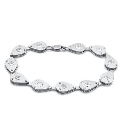 Picture of LO2014 - Brass Bracelet Matte Rhodium & Rhodium Women AAA Grade CZ Clear