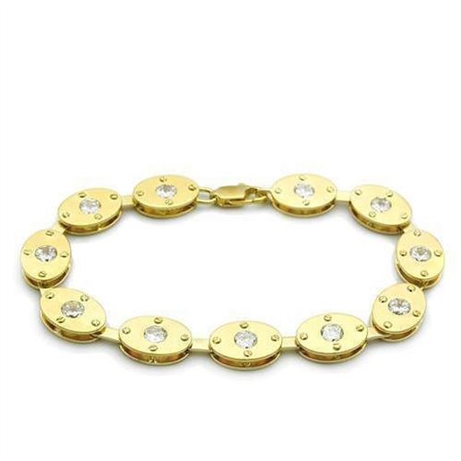 Picture of LO2018 - Brass Bracelet Matte Gold & Gold Women AAA Grade CZ Clear