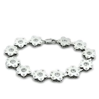 Picture of LO2019 - Brass Bracelet Matte Rhodium & Rhodium Women AAA Grade CZ Clear