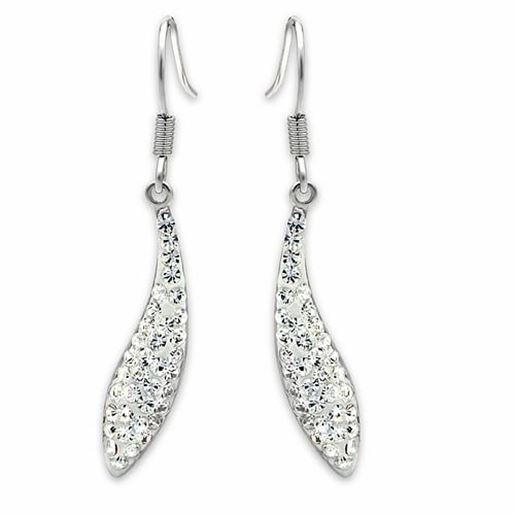 Picture of LO2041 - Brass Earrings Rhodium Women Top Grade Crystal Clear