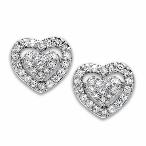 Picture of LO2042 - Brass Earrings Rhodium Women AAA Grade CZ Clear