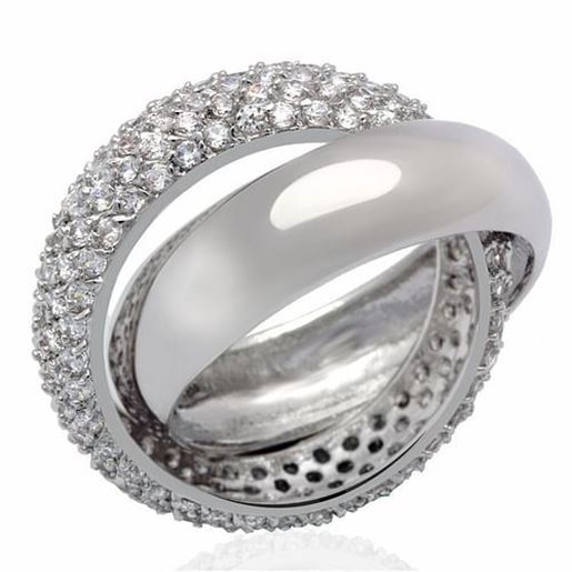 Picture of LO2055 - Brass Ring Rhodium Women AAA Grade CZ Clear