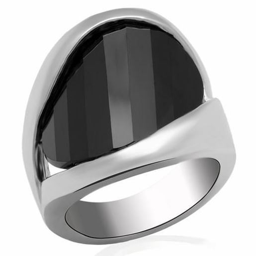 Picture of LO2063 - Brass Ring Rhodium Women AAA Grade CZ Jet