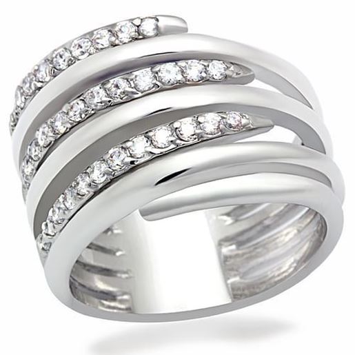 Picture of LO2075 - Brass Ring Rhodium Women AAA Grade CZ Clear