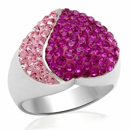 Picture of LO2082 - Brass Ring Rhodium Women Top Grade Crystal Multi Color