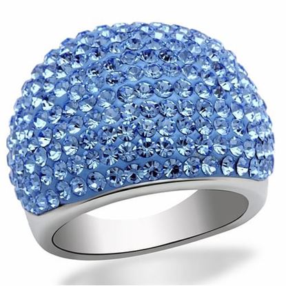 Picture of LO2083 - Brass Ring Rhodium Women Top Grade Crystal Light Sapphire