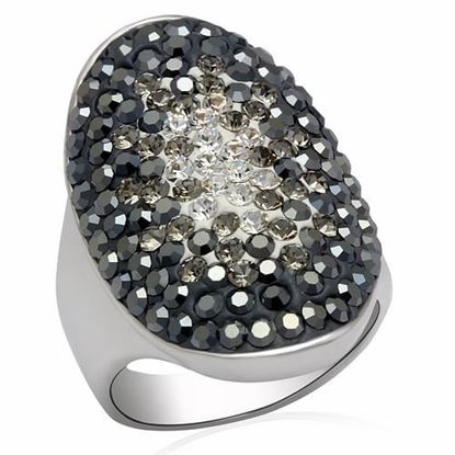 Picture of LO2084 - Brass Ring Rhodium Women Top Grade Crystal Multi Color