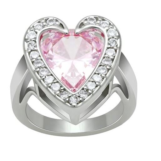 Picture of LO2087 - Brass Ring Rhodium Women AAA Grade CZ Rose