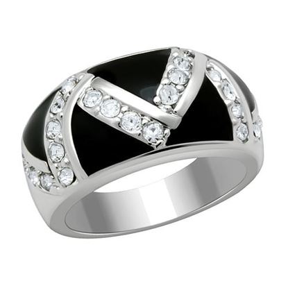 Picture of LO2094 - Brass Ring Rhodium Women Top Grade Crystal Clear