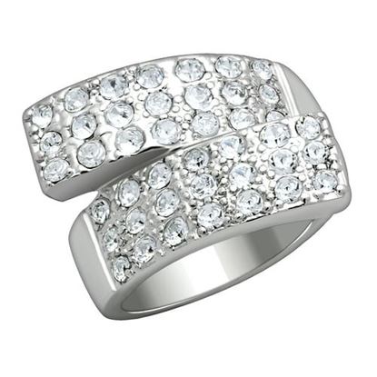 Picture of LO2095 - Brass Ring Rhodium Women Top Grade Crystal Clear