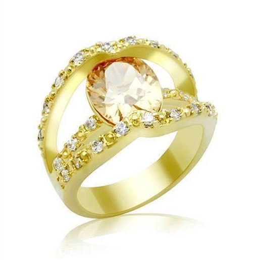 Picture of LO2098 - Brass Ring Gold Women AAA Grade CZ Champagne