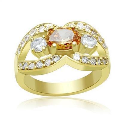 Picture of LO2099 - Brass Ring Gold Women AAA Grade CZ Champagne